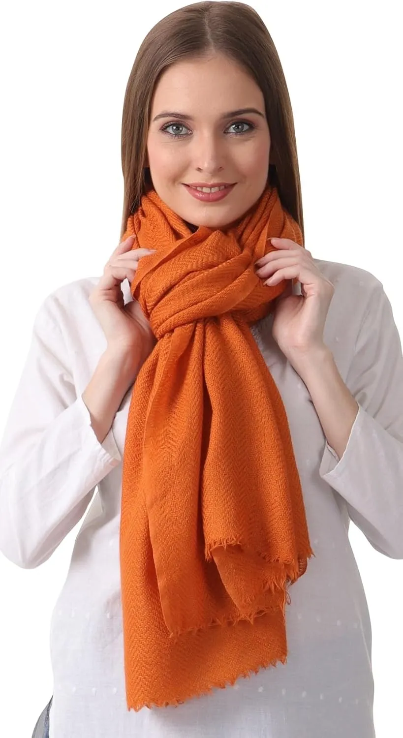 100% PURE CASHMERE 2PLY SCARF/STOLE, HERRINGBONE SUPER SOFT, THICK, LIGHTWEIGHT, PASHMINA