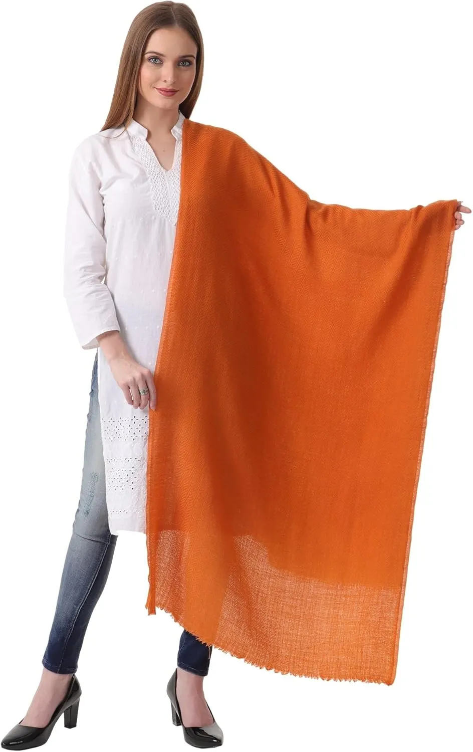 100% PURE CASHMERE 2PLY SCARF/STOLE, HERRINGBONE SUPER SOFT, THICK, LIGHTWEIGHT, PASHMINA