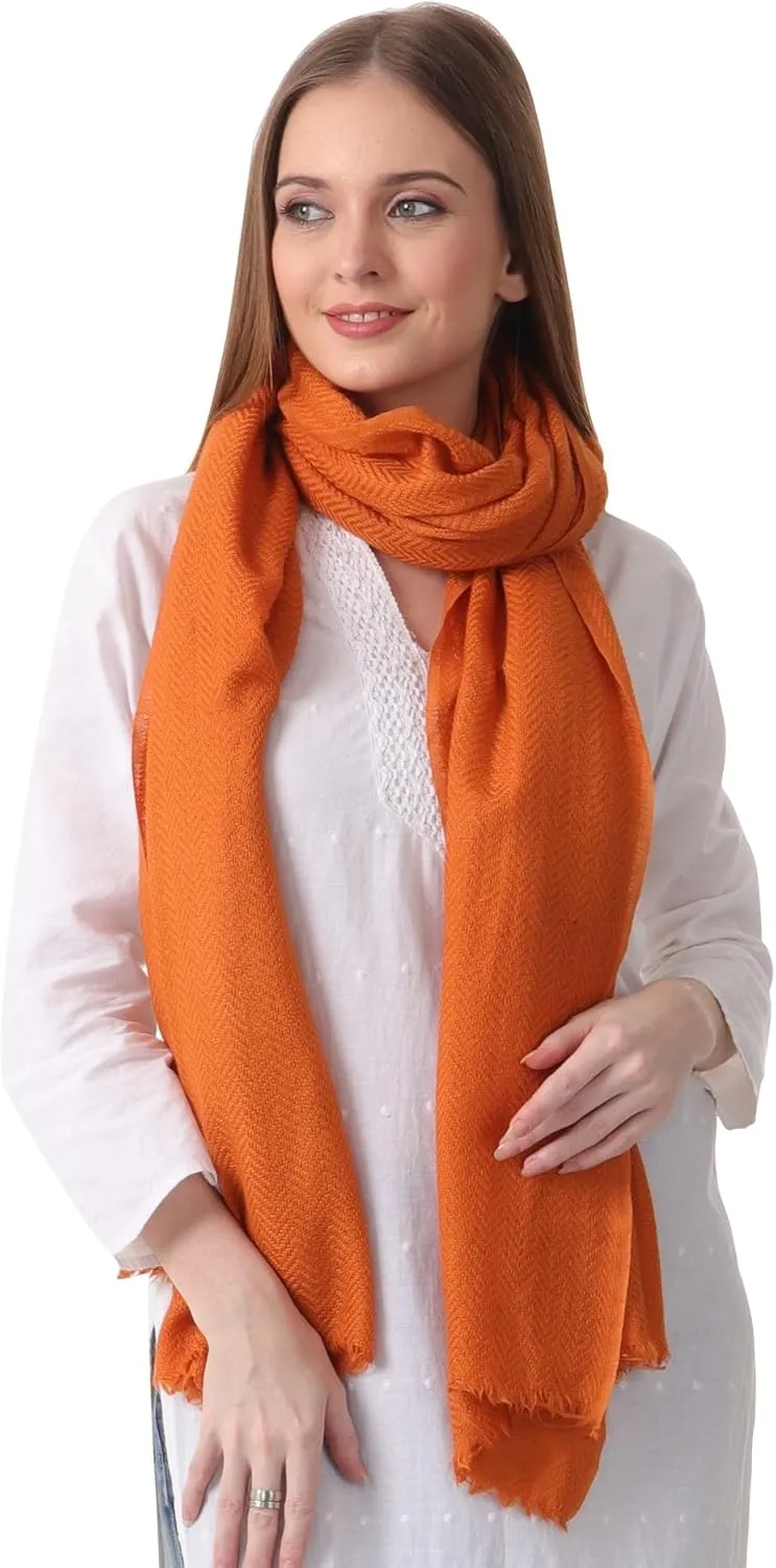 100% PURE CASHMERE 2PLY SCARF/STOLE, HERRINGBONE SUPER SOFT, THICK, LIGHTWEIGHT, PASHMINA