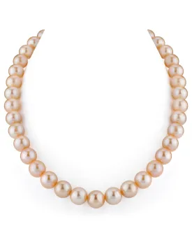 11.5-12.5mm Peach Freshwater Pearl Necklace - AAA Quality
