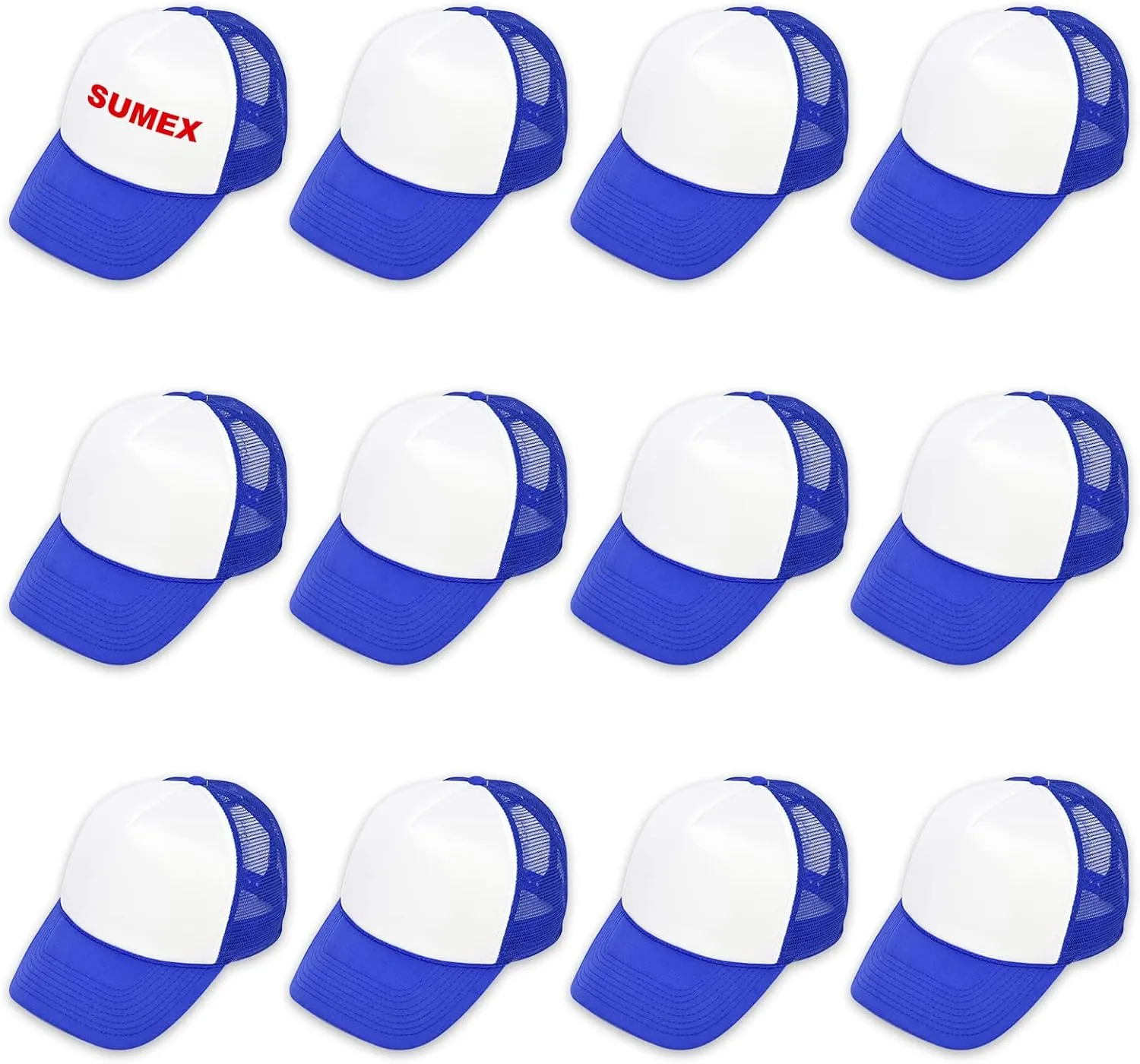 12 Pack Sublimation Blanks Hats,Customized Polyester Mesh Cap with Adjustable Snapback Strap for DIY Baseball Cap
