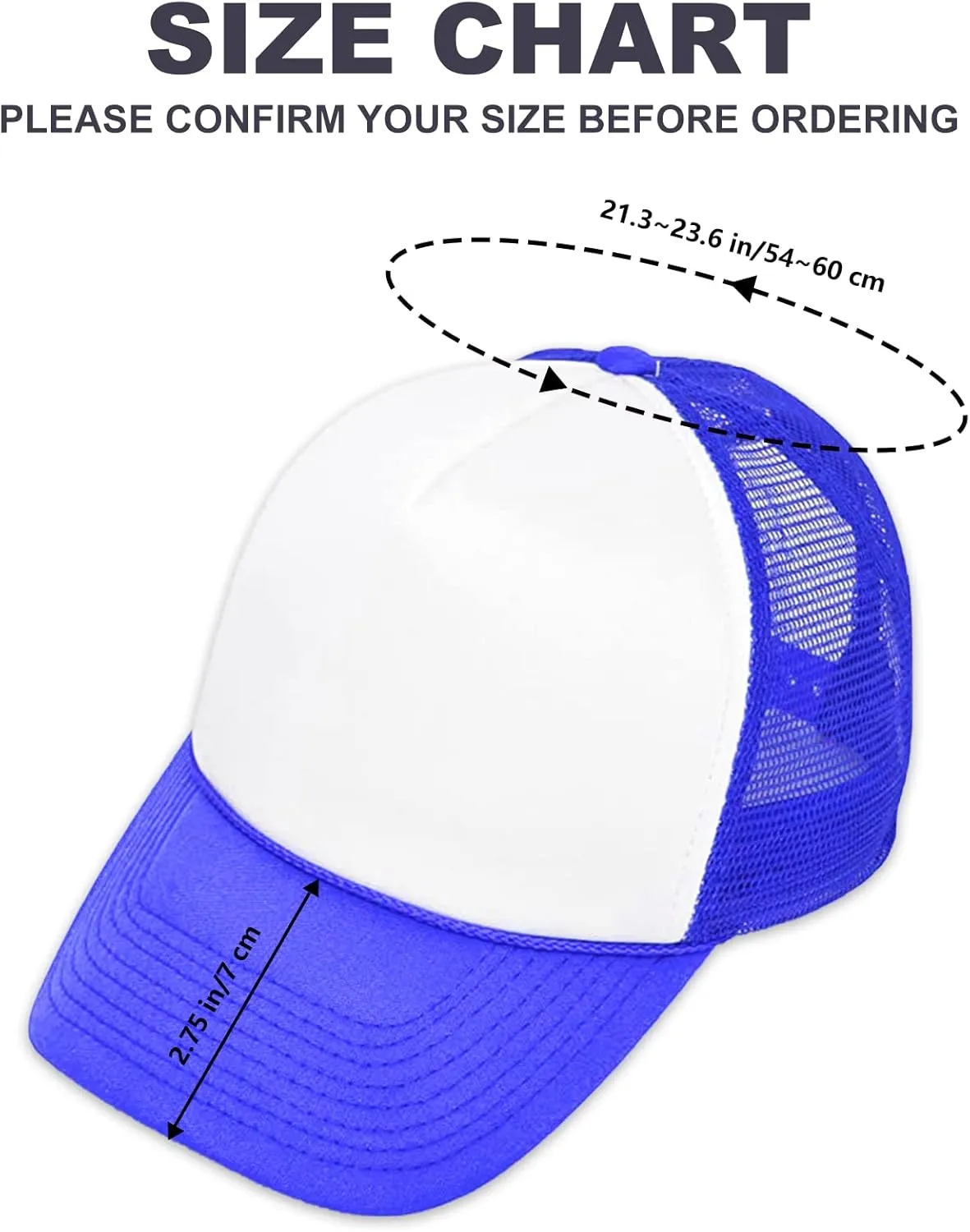 12 Pack Sublimation Blanks Hats,Customized Polyester Mesh Cap with Adjustable Snapback Strap for DIY Baseball Cap