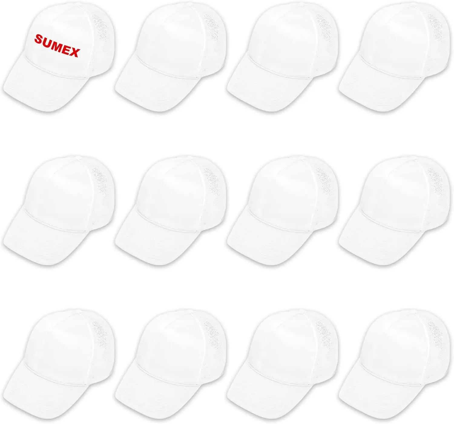 12 Pack Sublimation Blanks Hats,Customized Polyester Mesh Cap with Adjustable Snapback Strap for DIY Baseball Cap