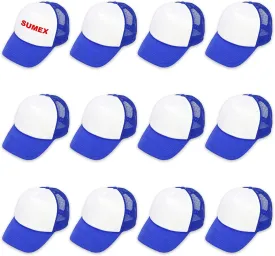 12 Pack Sublimation Blanks Hats,Customized Polyester Mesh Cap with Adjustable Snapback Strap for DIY Baseball Cap