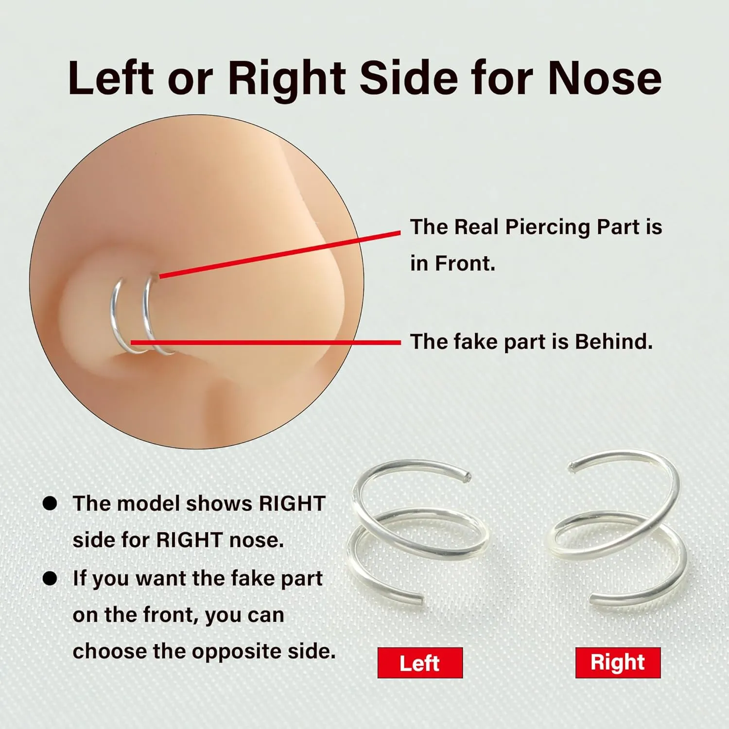 14K Gold Filled Double Nose Ring Hoop for Single Piercing, 20g 8mm Hoop Nose Ring, Spiral Nose Ring Double Hoop 20 Gauge, Small Twist Nose Hoop Ring