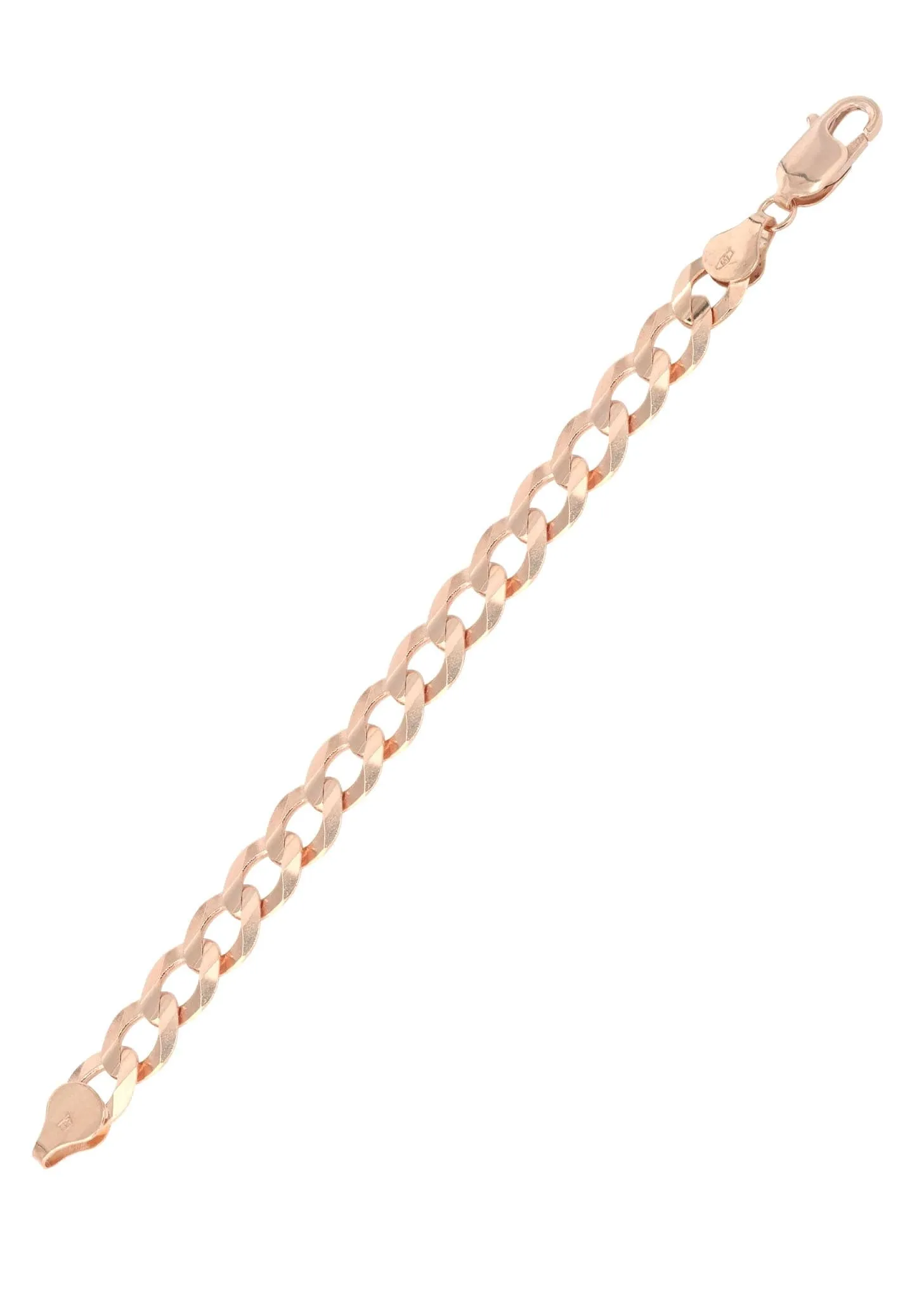 14K Rose Gold Bracelet Solid Cuban Curb Link