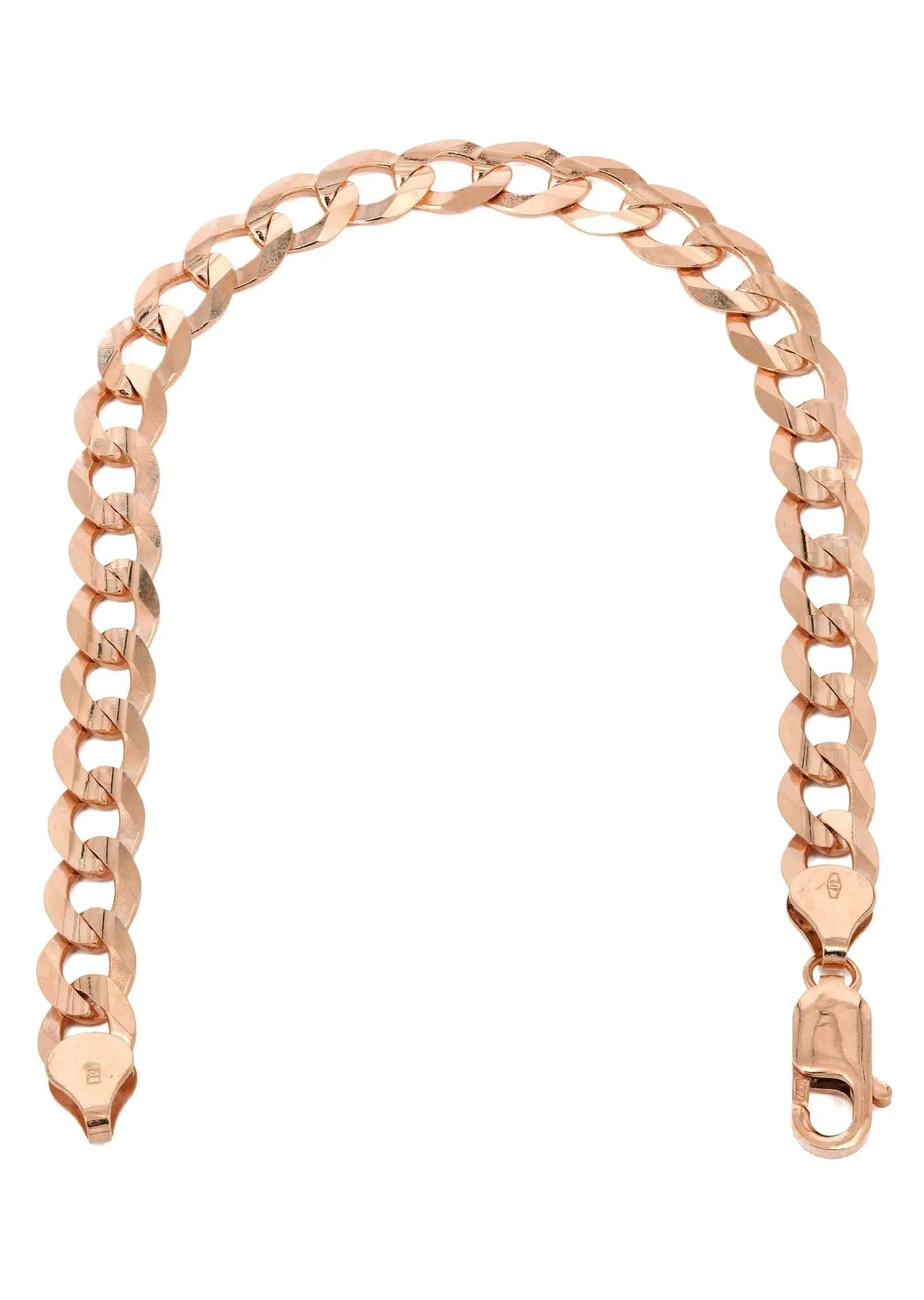 14K Rose Gold Bracelet Solid Cuban Curb Link
