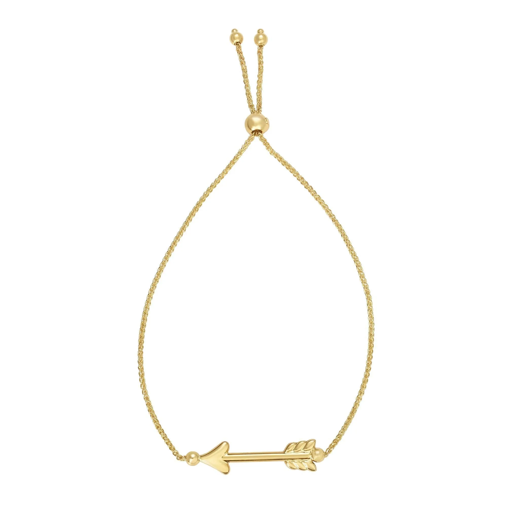 14k Yellow Gold Adjustable Arrow Charm Bolo Bracelet, 9.25"