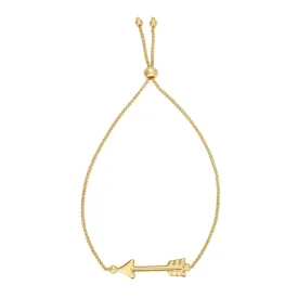 14k Yellow Gold Adjustable Arrow Charm Bolo Bracelet, 9.25"