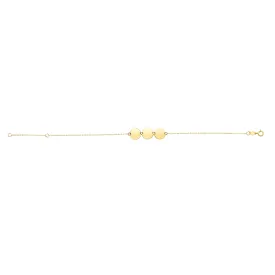 14k Yellow Gold Round Disc Charm Fancy Bracelet, 7"