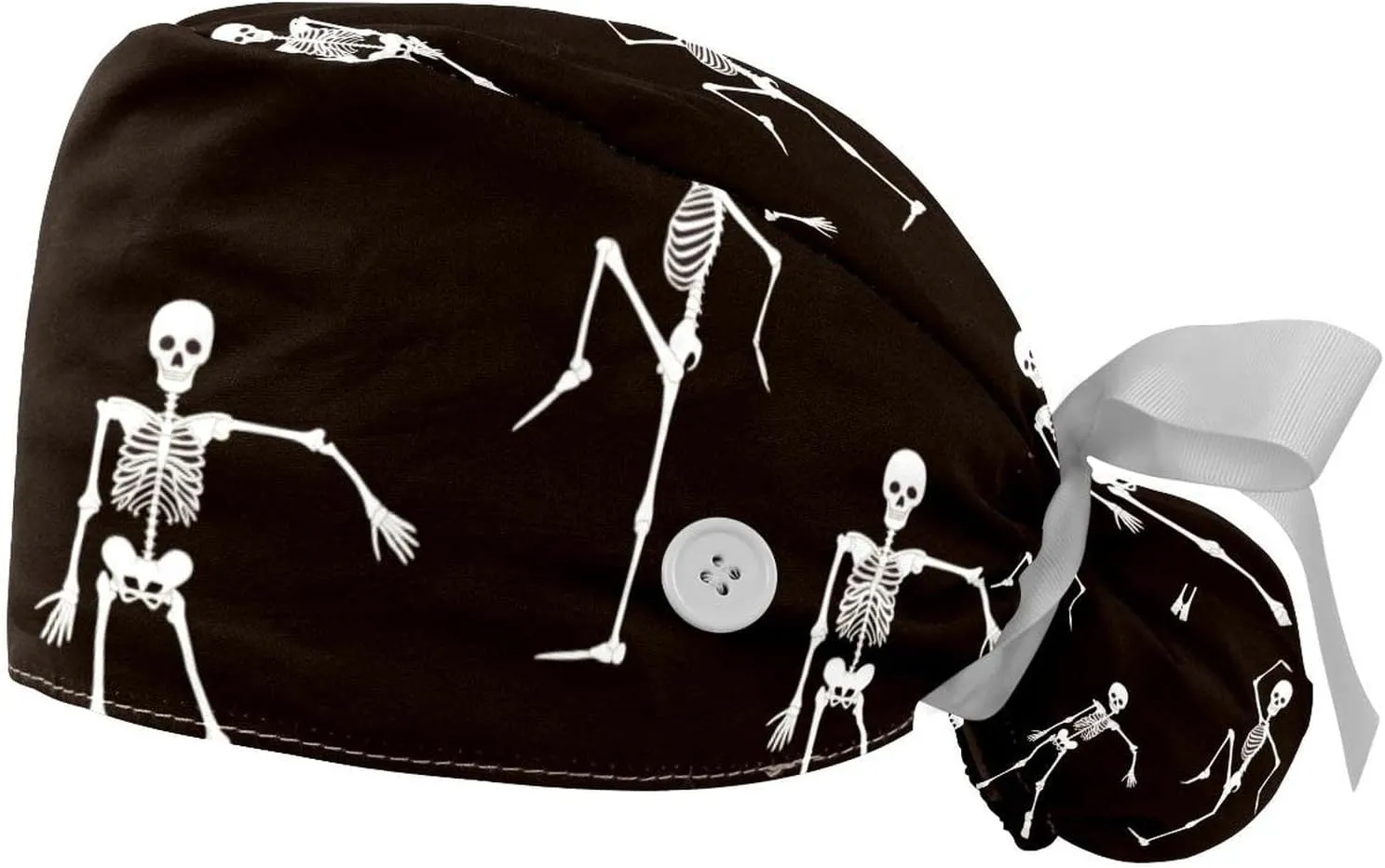 2 Pcs Working Cap with Buttons Sweatband Cute Bear Ribbon Tie Back Bouffant Hats