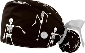 2 Pcs Working Cap with Buttons Sweatband Cute Bear Ribbon Tie Back Bouffant Hats