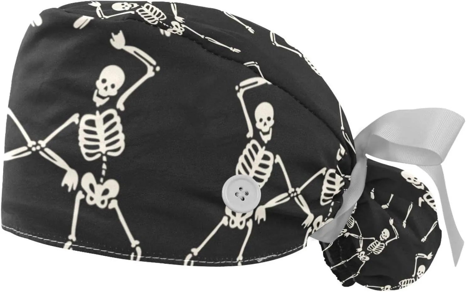 2 Pcs Working Cap with Buttons Sweatband Cute Bear Ribbon Tie Back Bouffant Hats