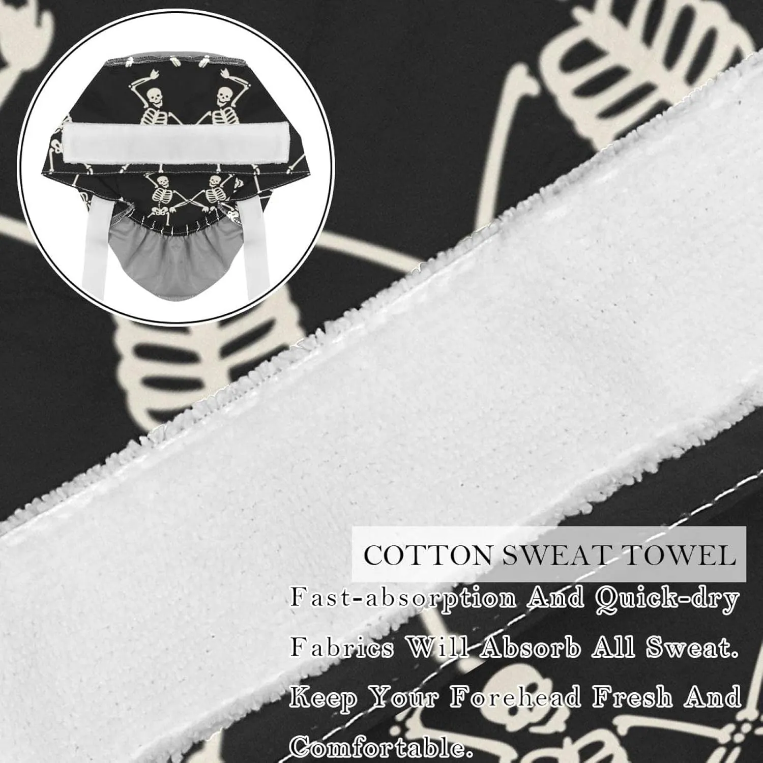 2 Pcs Working Cap with Buttons Sweatband Cute Bear Ribbon Tie Back Bouffant Hats