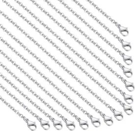 30 Pack 18 Inch Necklace Chain Stainless Steel Link Cable Chain Necklace with Lobster Clasps for DIY Jewelry Making