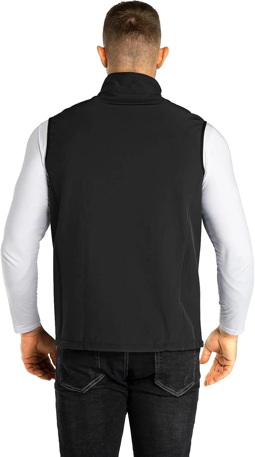33,000ft Men's Lightweight Softshell Vest Outerwear Zip Up Fleece Lined Windproof Sleeveless Jacket for Golf Running Hiking