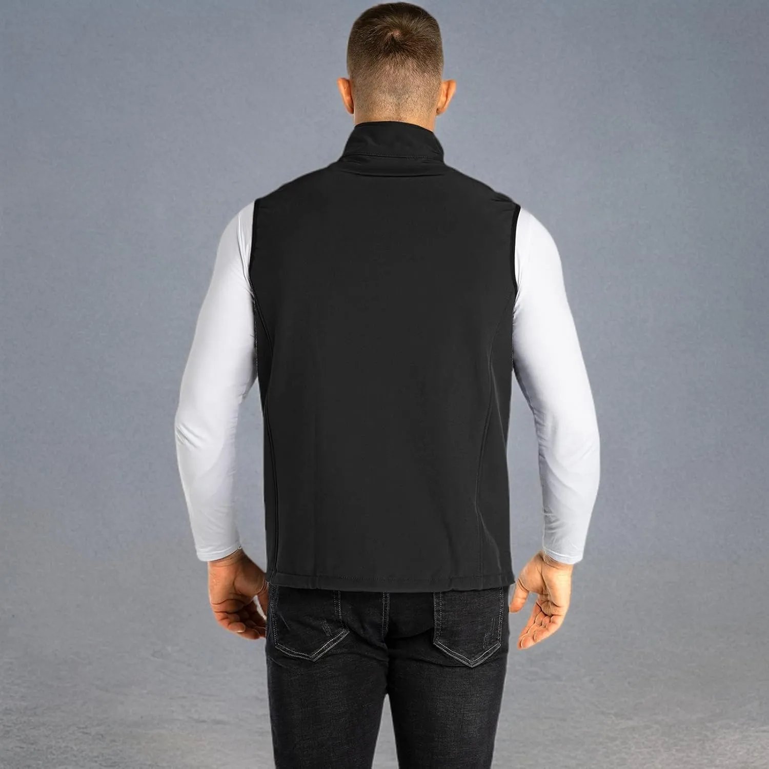 33,000ft Men's Lightweight Softshell Vest Outerwear Zip Up Fleece Lined Windproof Sleeveless Jacket for Golf Running Hiking