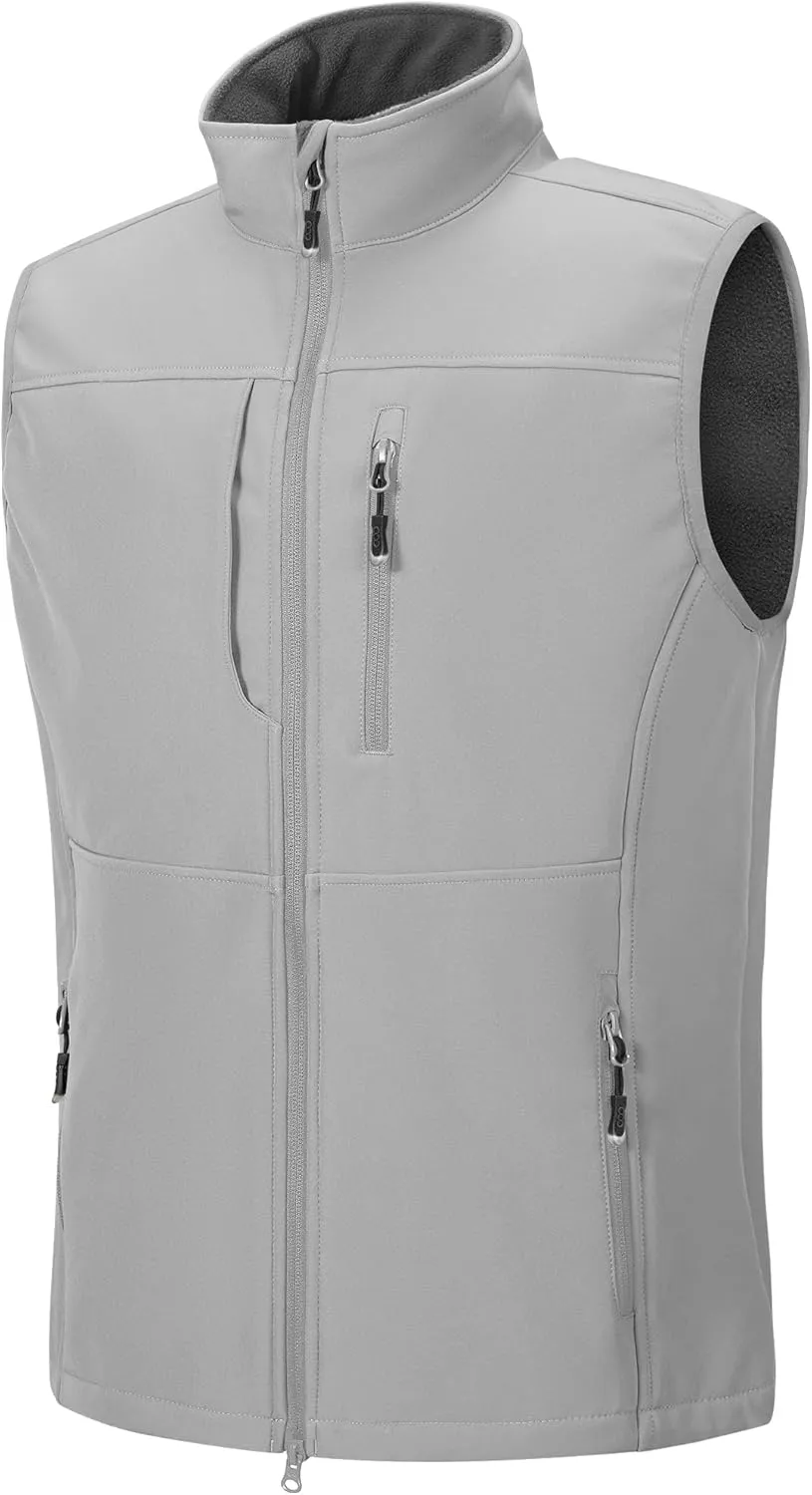 33,000ft Men's Lightweight Softshell Vest Outerwear Zip Up Fleece Lined Windproof Sleeveless Jacket for Golf Running Hiking