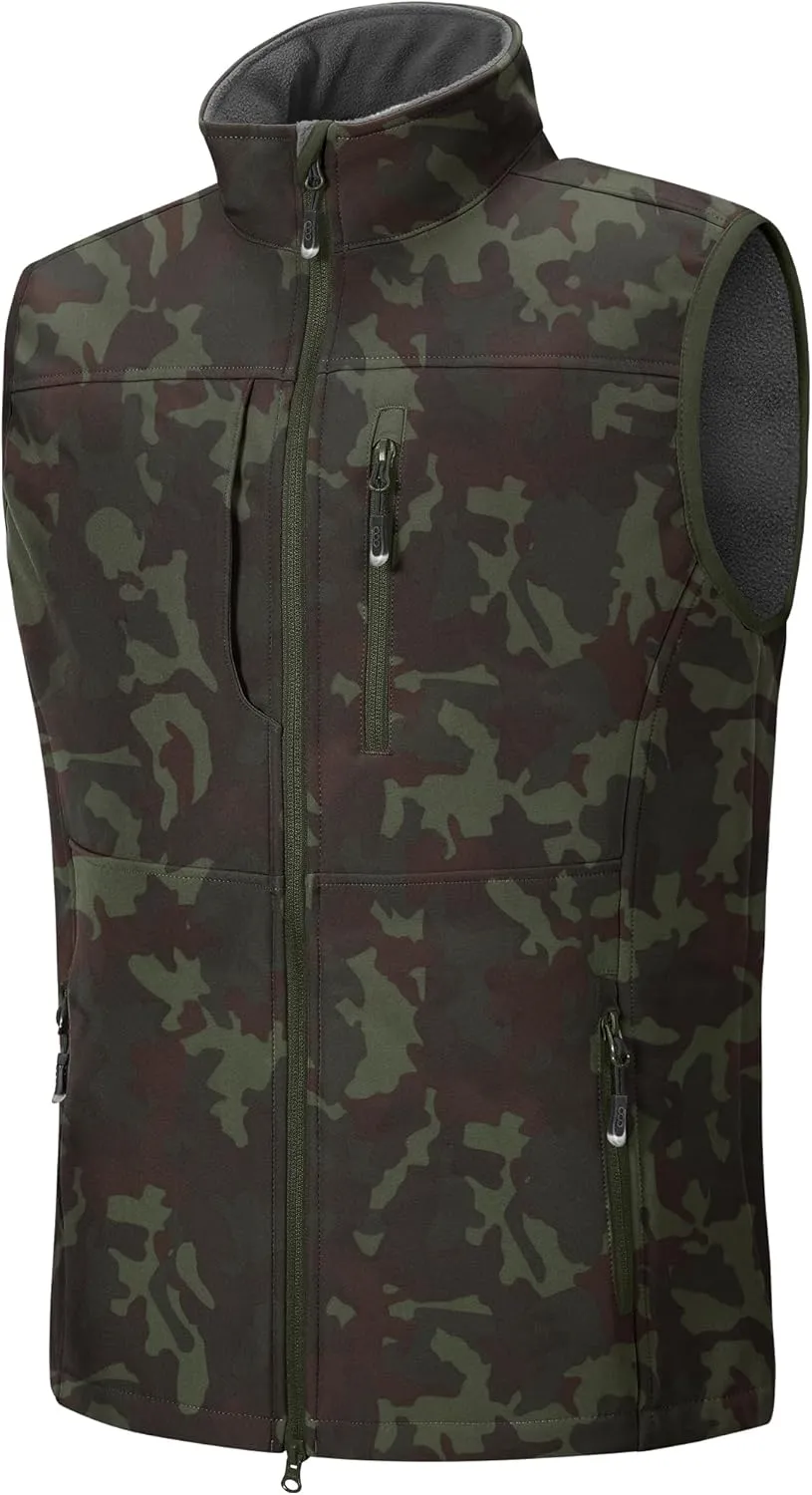33,000ft Men's Lightweight Softshell Vest Outerwear Zip Up Fleece Lined Windproof Sleeveless Jacket for Golf Running Hiking