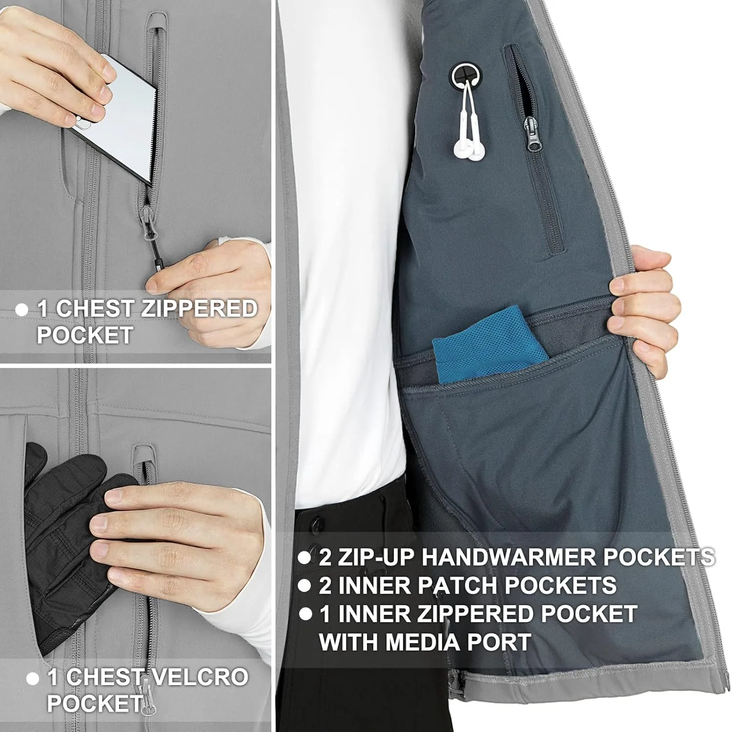 33,000ft Men's Lightweight Softshell Vest Outerwear Zip Up Fleece Lined Windproof Sleeveless Jacket for Golf Running Hiking