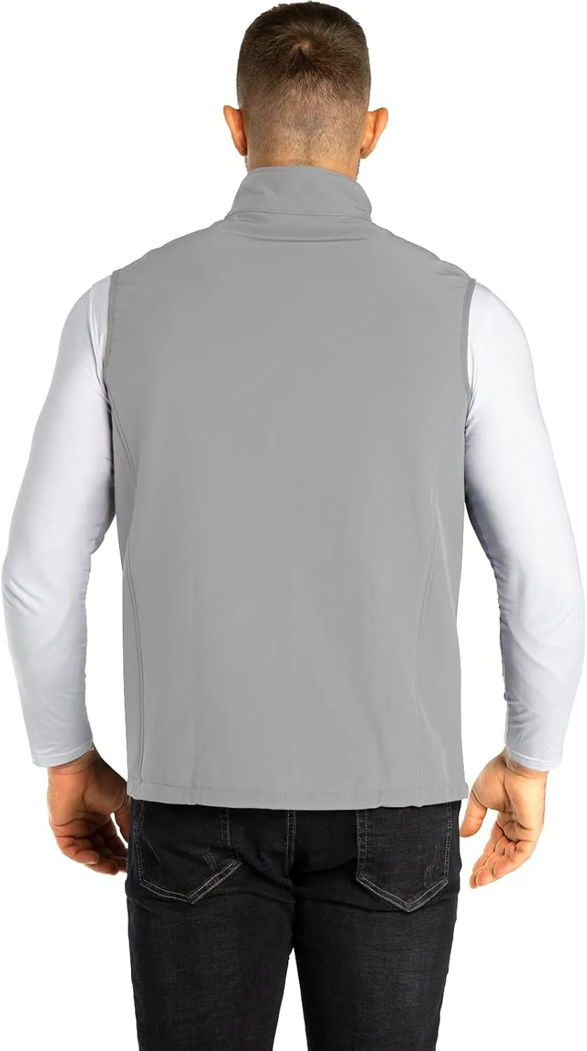 33,000ft Men's Lightweight Softshell Vest Outerwear Zip Up Fleece Lined Windproof Sleeveless Jacket for Golf Running Hiking
