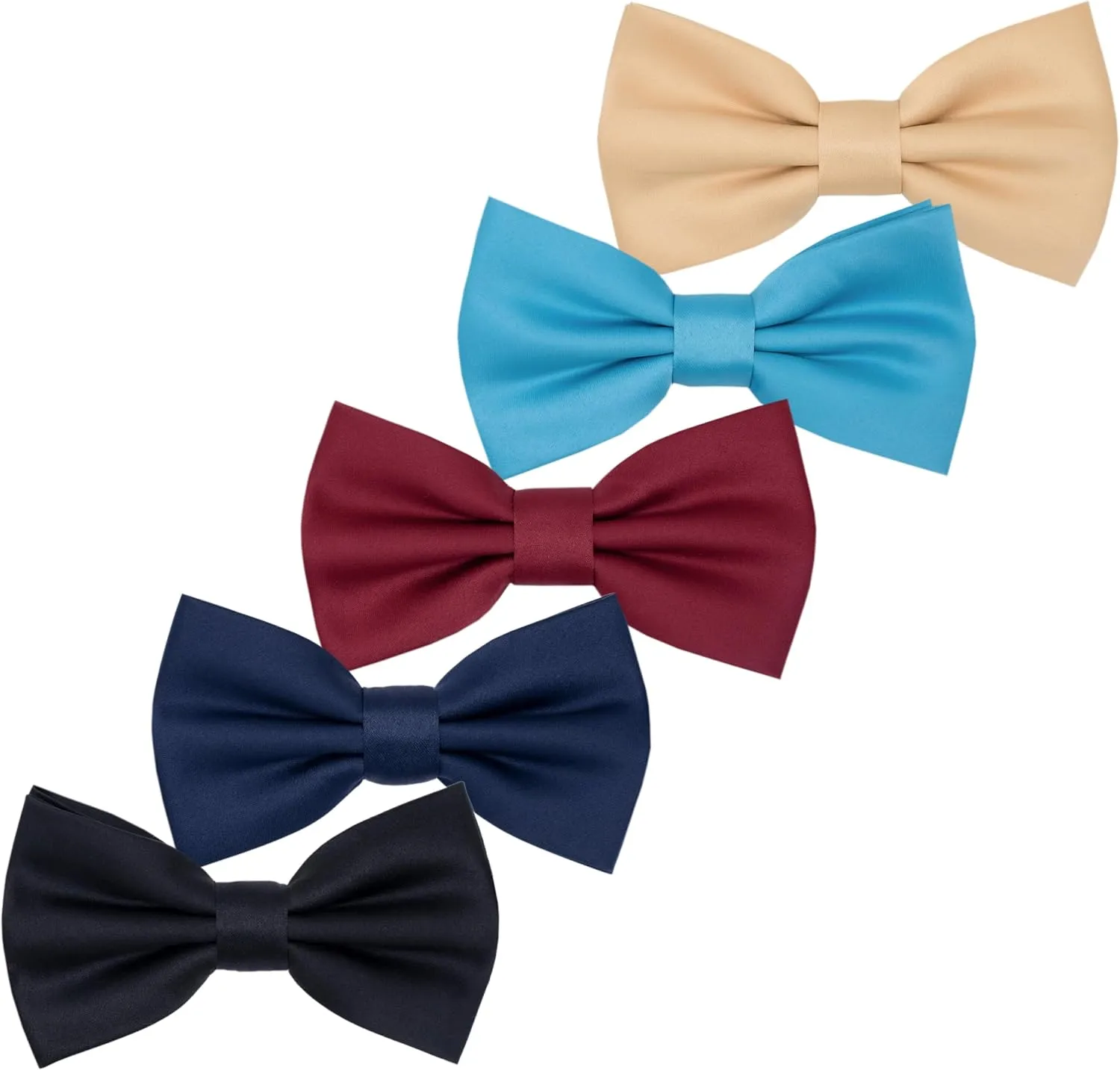 5 Pieces Pre-Tied Men's Bow Ties Adjustable Formal Bow tie Classic Solid Color Bowties For Men