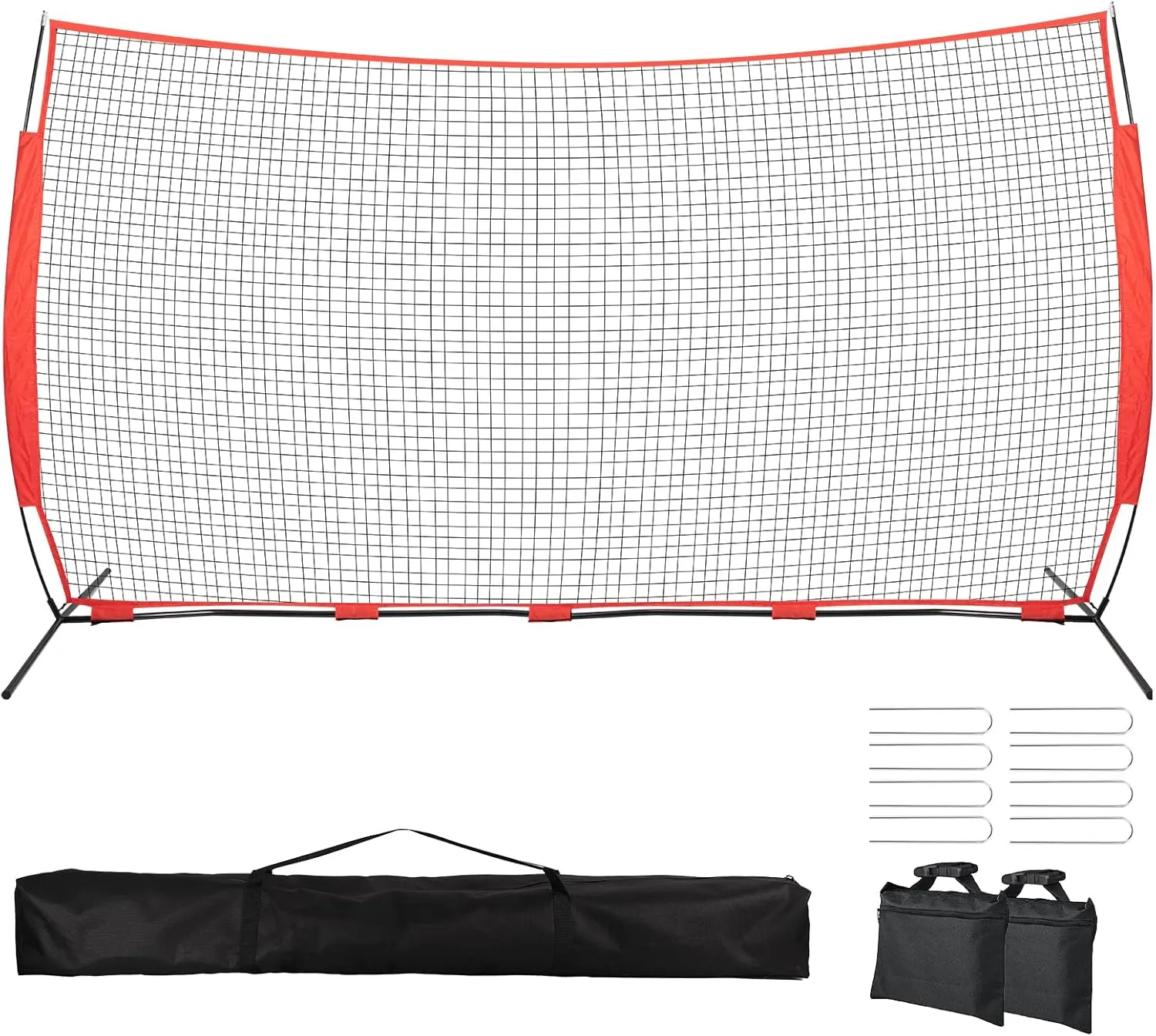 7x7ft/16 x10ft /20x10ft Backstop Net, Sports Net Barrier with Handbag,Fix Ball Stop Net by Spike&Sandbag,Sports Practice Barrier Net for Baseball,Lacrosse Train,Lacrosse Backstop Net for Backyard