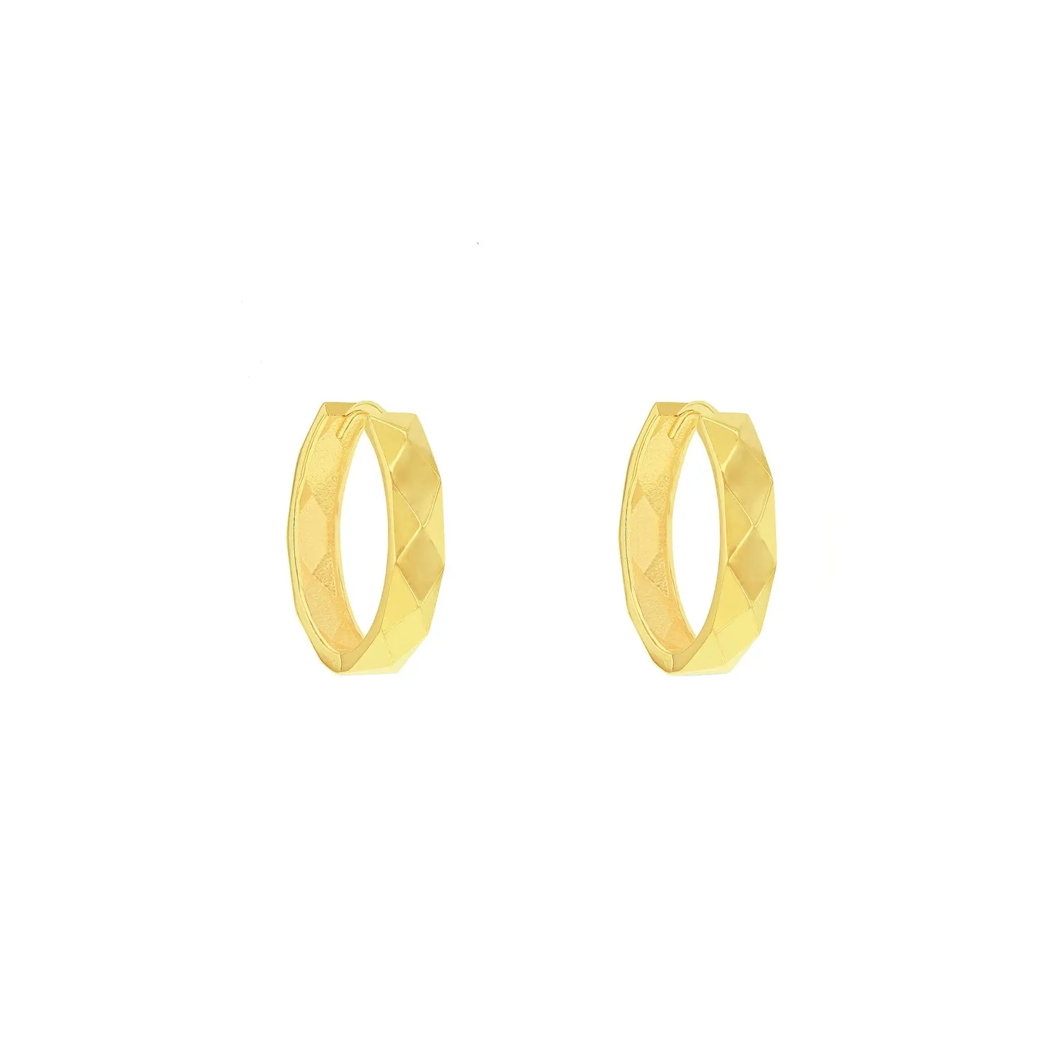 9K Yellow Gold Faceted Hoop Earrings - 1.51.3044