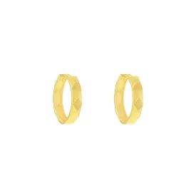 9K Yellow Gold Faceted Hoop Earrings - 1.51.3044