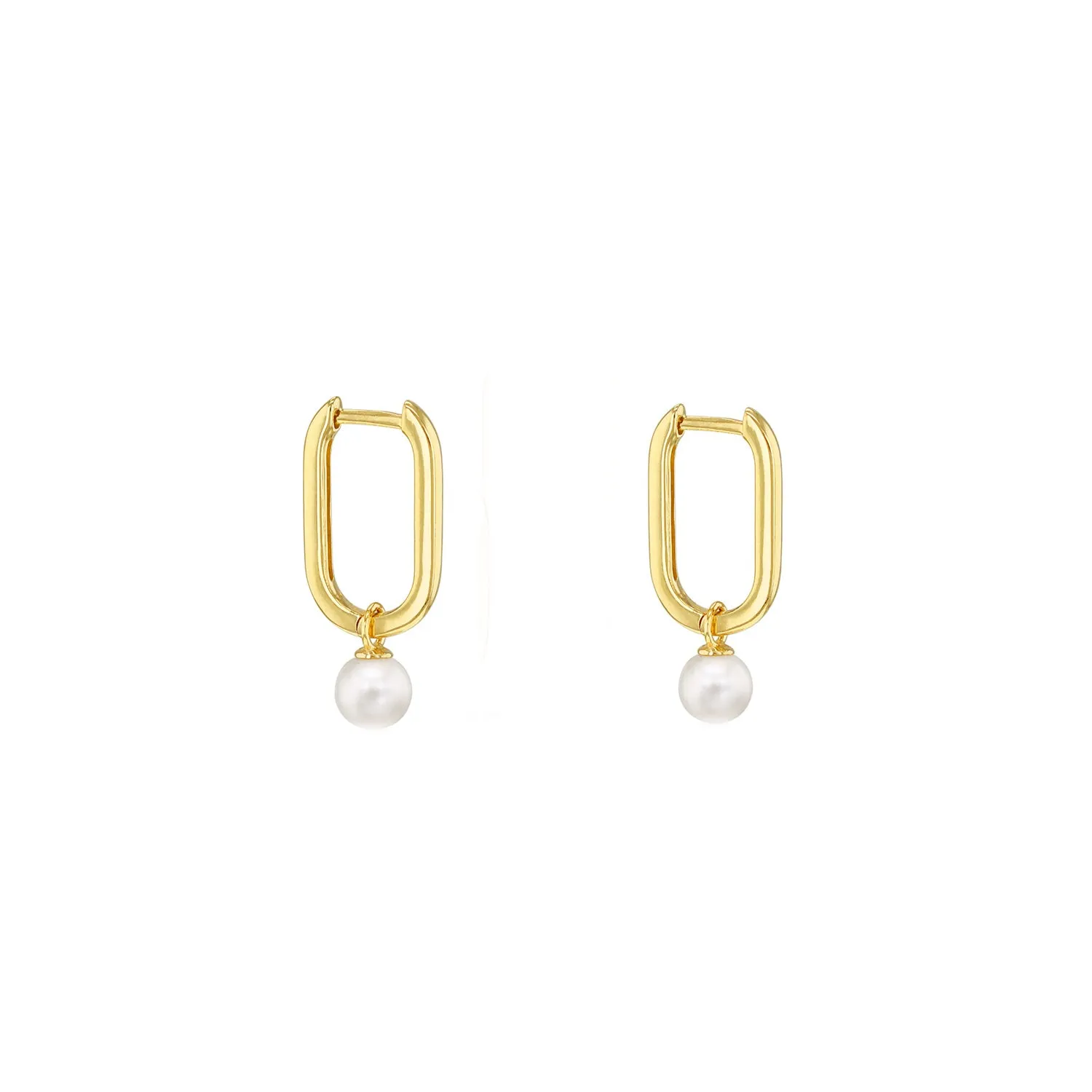 9K Yellow Gold Fresh Water Pearl Hoop Earrings - 1.53.9995
