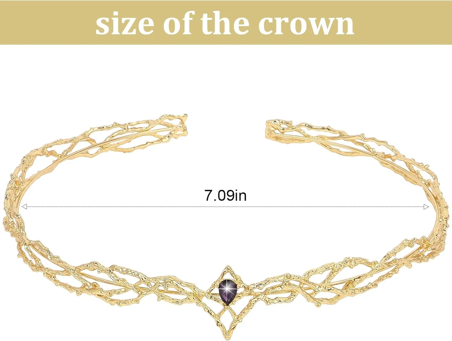 ANBALA Rhinestone Fairy Crown for Women Crystal Elf Crown Silver/Gold Circlet Costume Headwear for Men Renaissance Headpiece for Birthday Party Cosplay Halloween