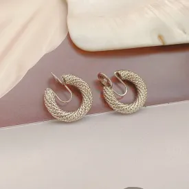 Braided Clip On Hoop Earring