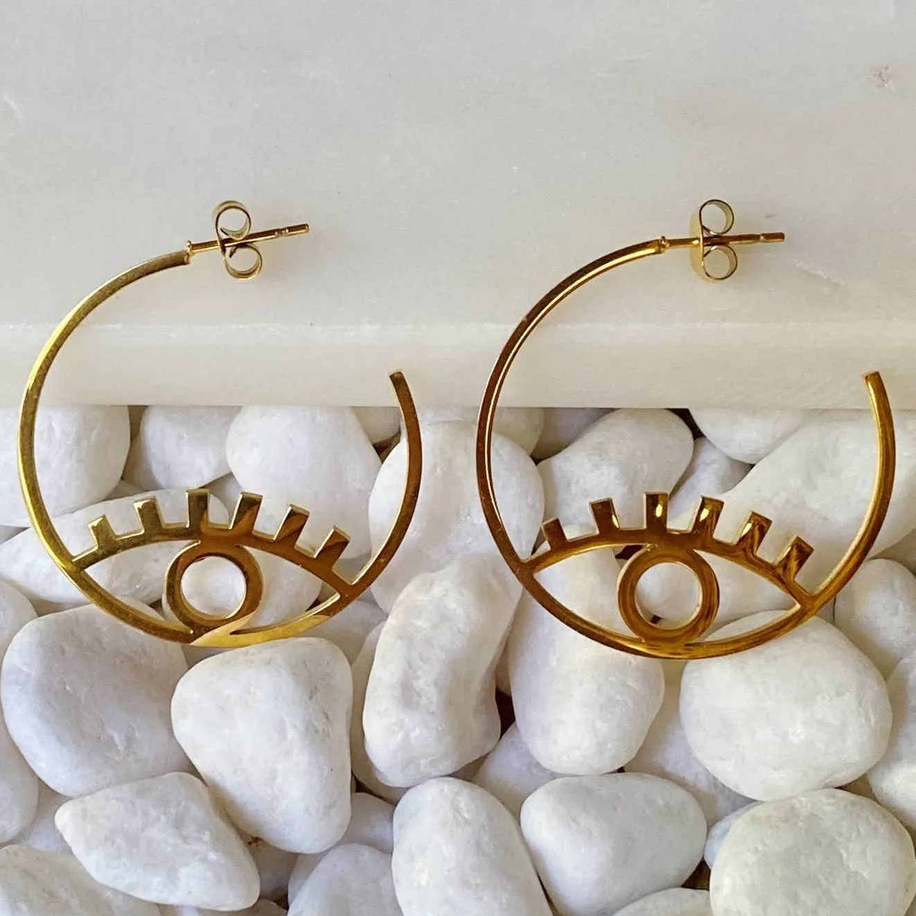 BRIGHT EYE HOOP EARRINGS - 1.25" diameter