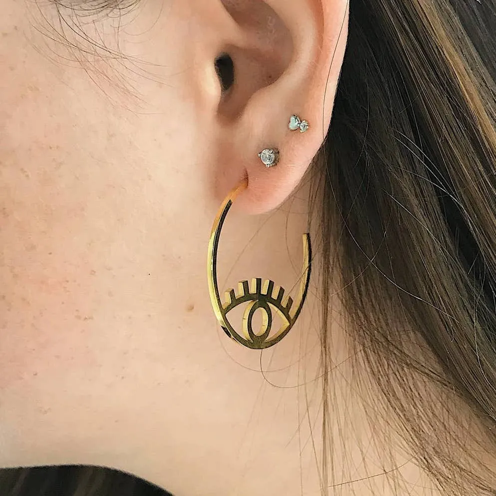 BRIGHT EYE HOOP EARRINGS - 1.25" diameter