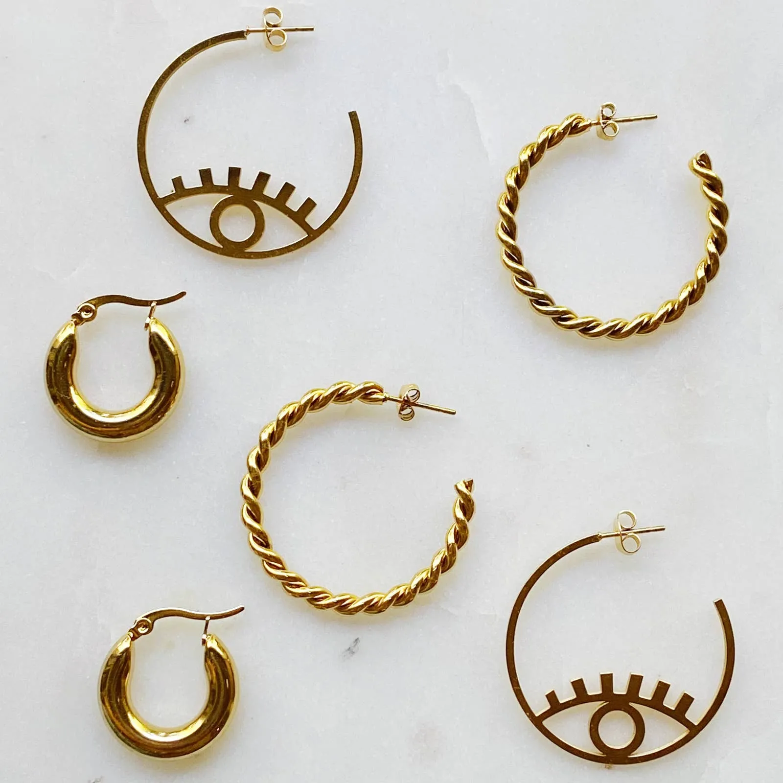 BRIGHT EYE HOOP EARRINGS - 1.25" diameter