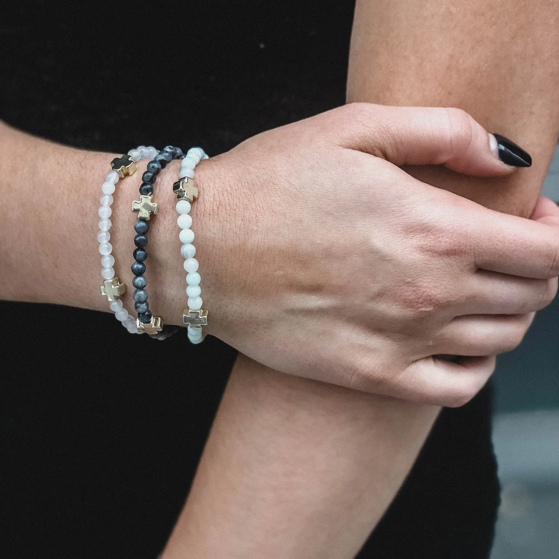 Brûlée Beaded Bracelet -Set of 3- Delicate Beads