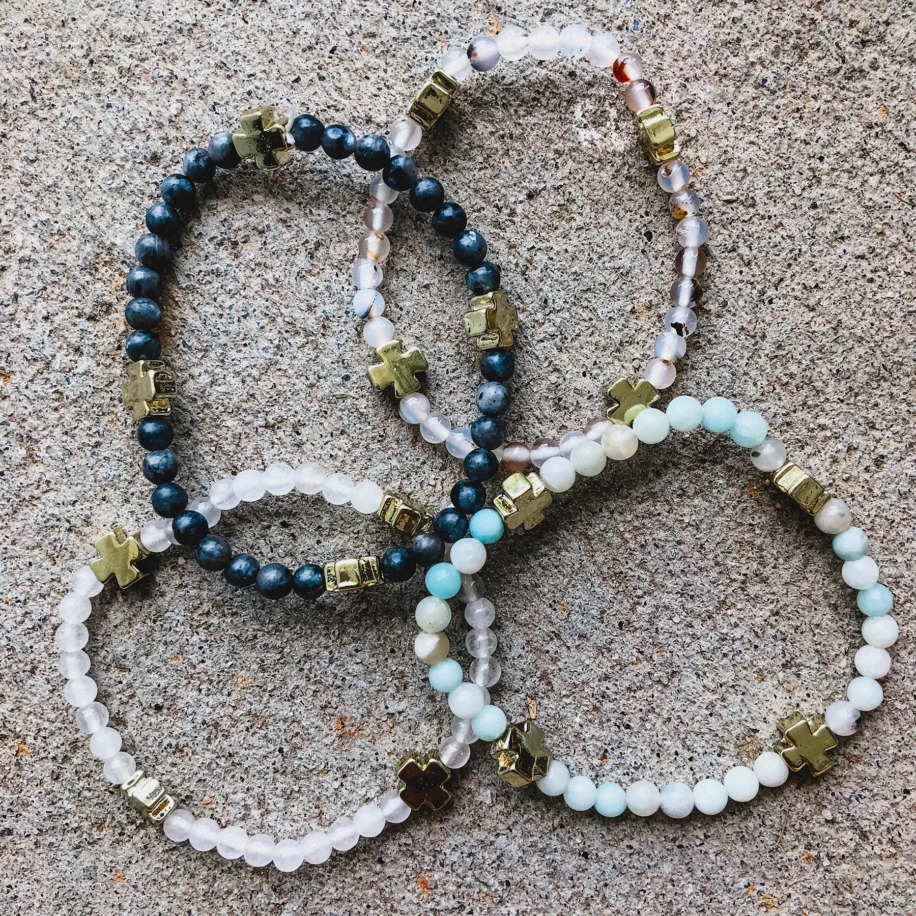 Brûlée Beaded Bracelet -Set of 3- Delicate Beads