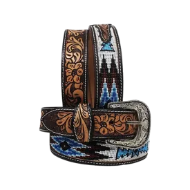 Challenger Men's Western Rodeo Beaded Full Grain Leather Belt