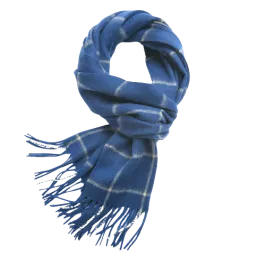 Check Lambswool Scarf Woven Royal Blue Camel