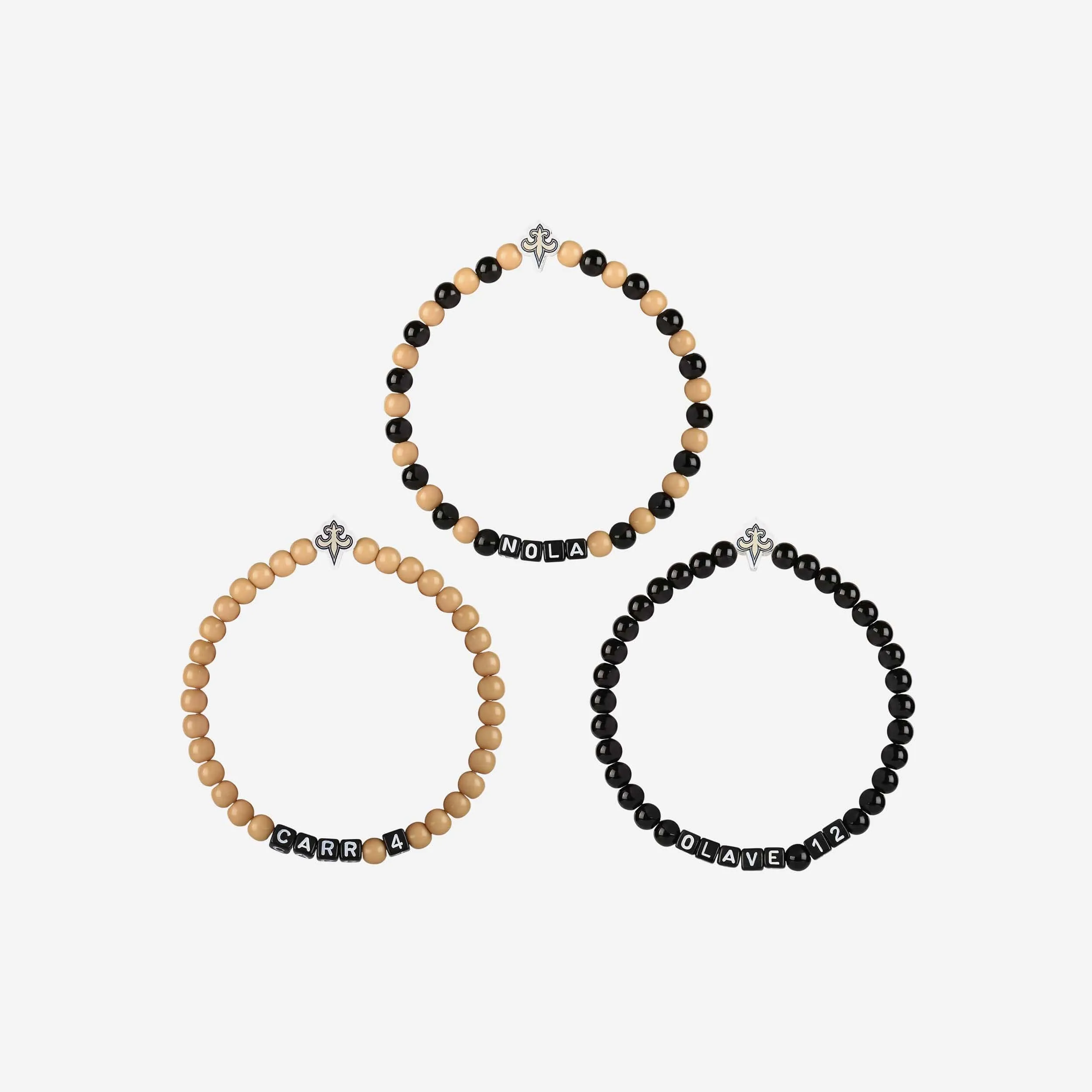 Chris Olave & Derek Carr New Orleans Saints 3 Pack Player Beaded Friendship Bracelet