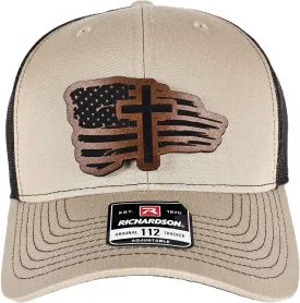 Christian Cross American Flag Richardson Unisex Snapback hat