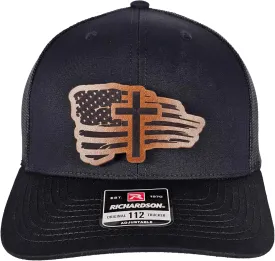 Christian Cross American Flag Richardson Unisex Snapback hat