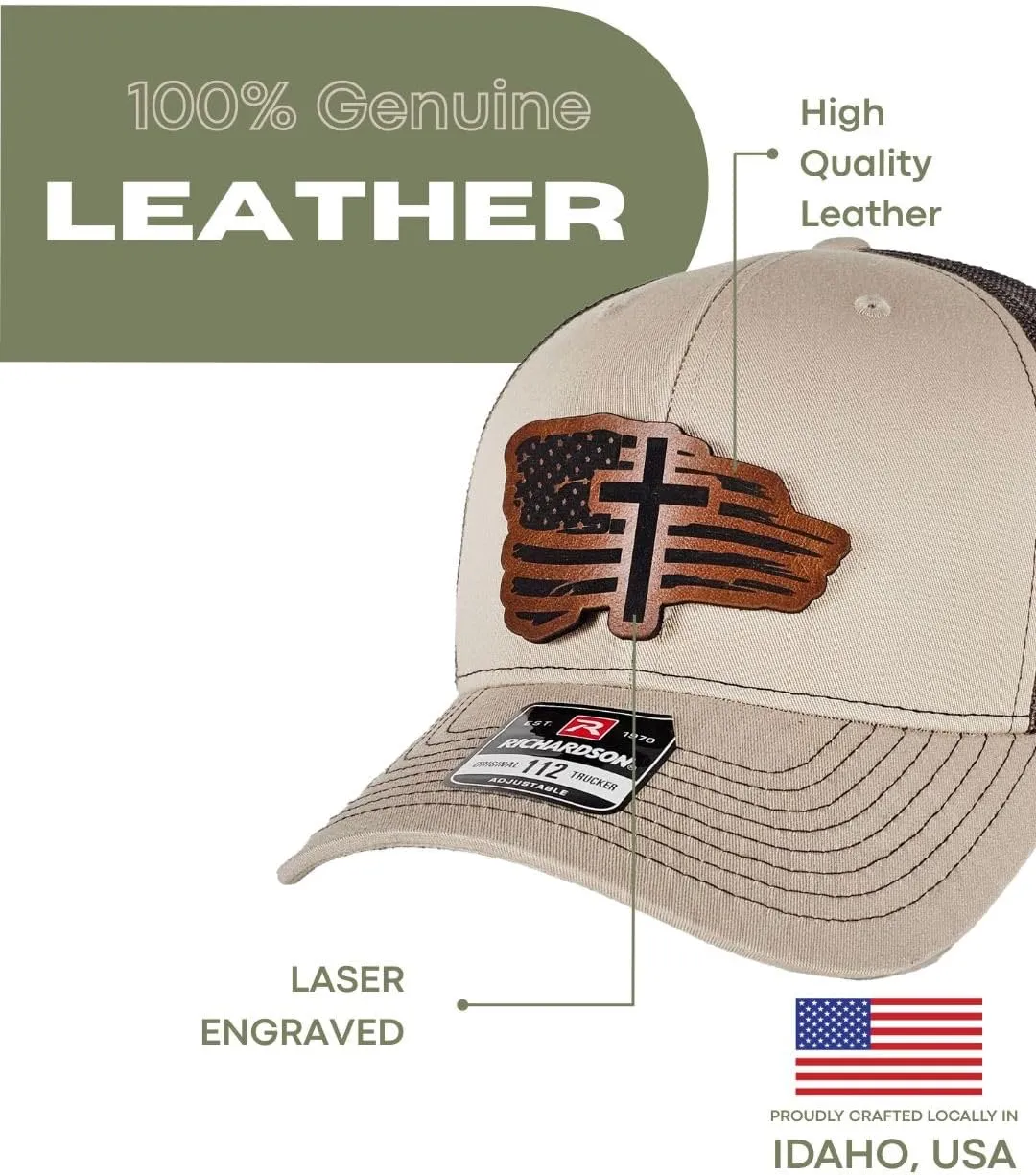 Christian Cross American Flag Richardson Unisex Snapback hat