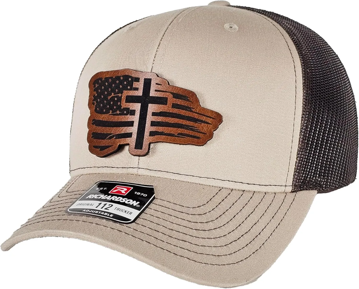Christian Cross American Flag Richardson Unisex Snapback hat