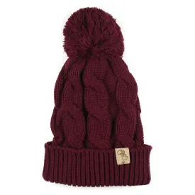 Chunky Pom Beanie (Burgundy)