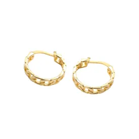 Cuban Link Hoop Earrings in 18ct Gold Plated Sterling Silver