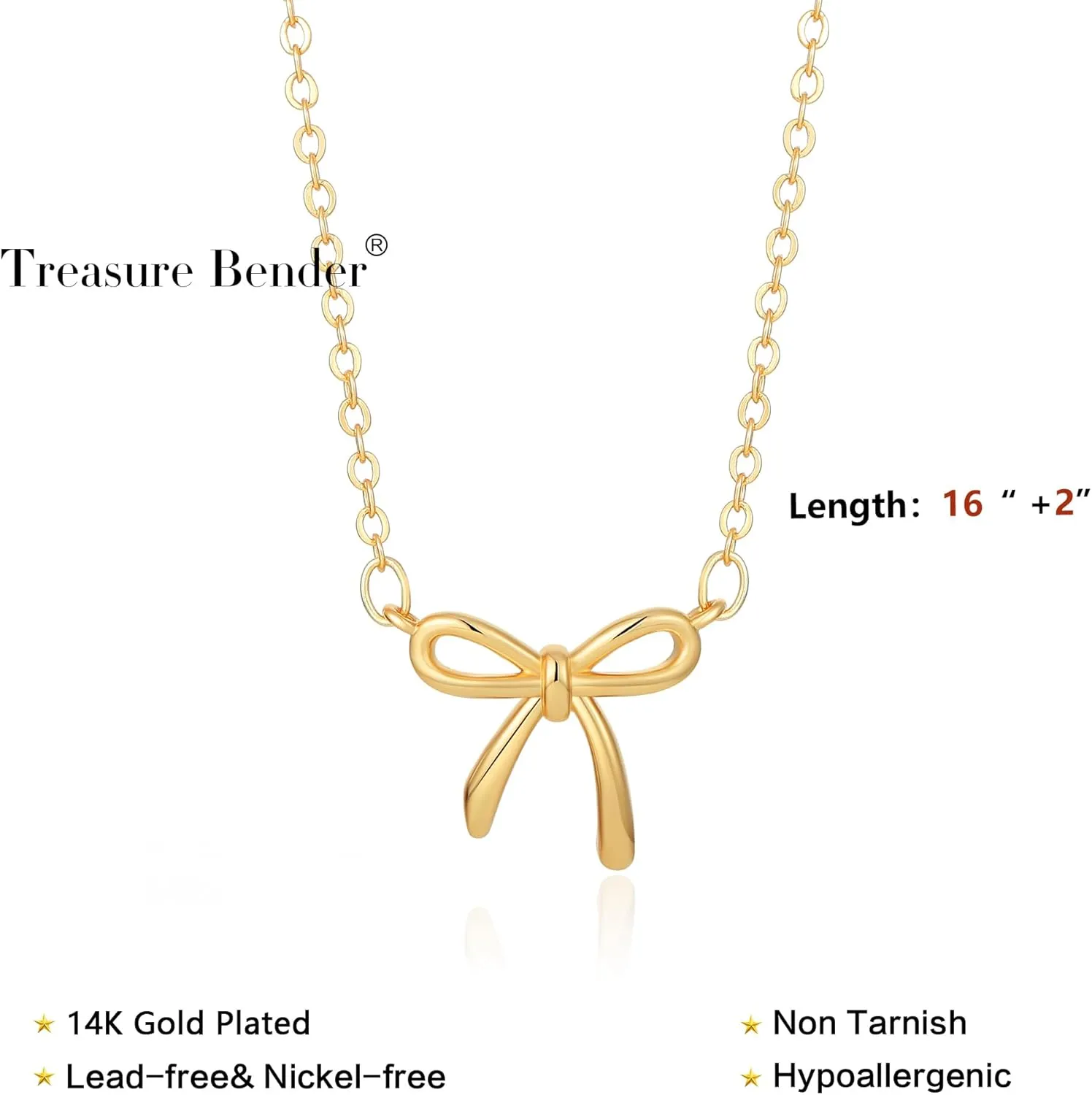 Dainty Bow Gold Necklace for Women Non Tarnish 14k Gold Plated Pendant Necklaces Trendy Cute Simple Charm Herringbone Bow Pearl Chain Necklace Gold Jewelry for Women Birthday Gift