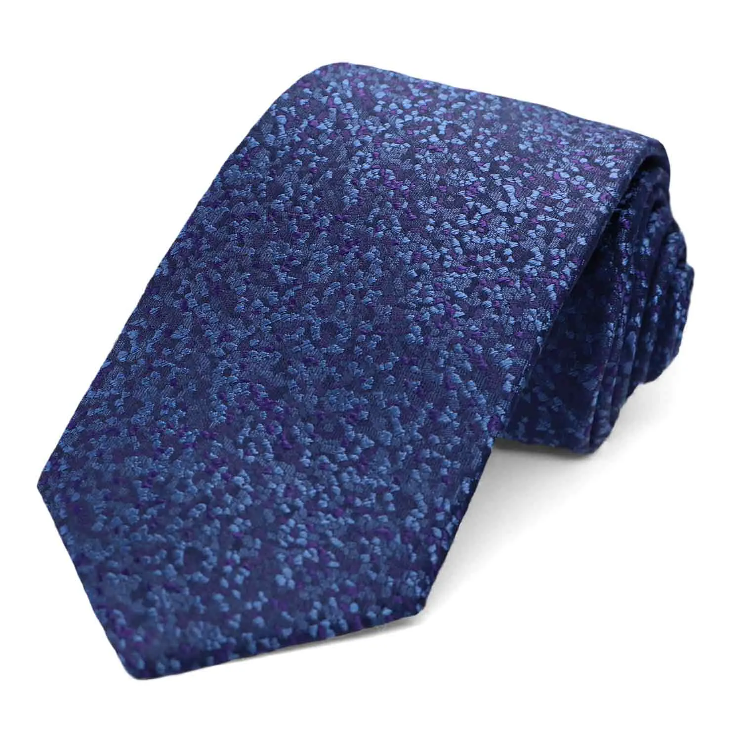 Dark Blue and Dark Purple Architect Pebble Pattern Silk Narrow Necktie, 3" Width