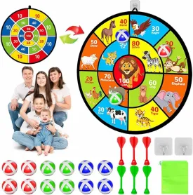 Dart Board for Kids Ages 4-8 - 29" Double-Sided Dart Board with Sticky Balls and Darts,Boys Toys for Ages 8-13,Valentines Day Gifts for 7 8 9 10 11 12 13 14 Year Old, Indoor/Outdoor Party Game Toys