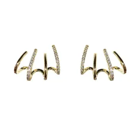 Devious Inlaid Faux Quad Hoop Earrings in Gold and Silver